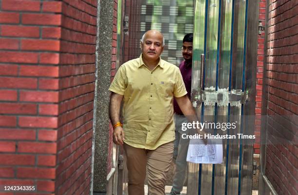 Delhi Deputy Chief Minister Delhi Manish Sisodia holds a press conference on the Delhi excise policy for liquor sales and licensing issue at his...