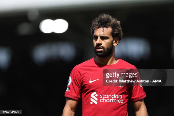 Mohamed Salah of Liverpool during the Premier League match between Fulham FC and Liverpool FC at Craven Cottage on August 6, 2022 in London, United...