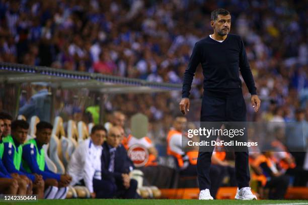 Head Coach Sergio Conceicao of FC Porto gestures during the Liga Portugal Bwin match between FC Porto and CS Maritimo at Estadio do Dragao on August...