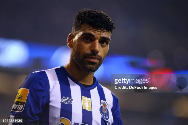 Mehdi Taremi of FC Porto looks on during the Liga Portugal Bwin match between FC Porto and CS Maritimo at Estadio do Dragao on August 6, 2022 in...