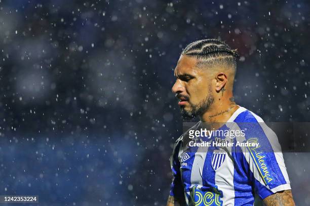 Paolo Guerrero of Avai reacts after the match between Avai and Corinthians as part of Brasileirao 2022 at Estadio da Ressacada on August 06, 2022 in...