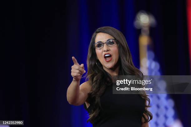 Representative Lauren Boebert, a Republican from Colorado, speaks during the Conservative Political Action Conference in Dallas, Texas, US, on...