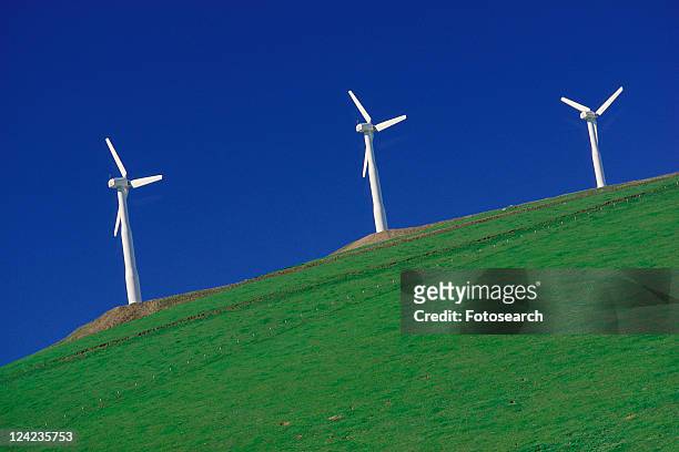wind turbines on a hill - alameda california stockfoto's en -beelden