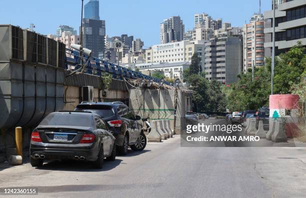 Picture shows a view of a street with access to a detention center under the Adliyeh bridge of Lebanon's capital Beirut, on August 7 following a dawn...
