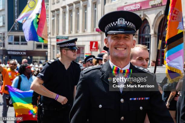 Police officers take part in the 30th anniversary Brighton & Hove Pride LGBTQ+ Community Parade on 6th August 2022 in Brighton, United Kingdom....
