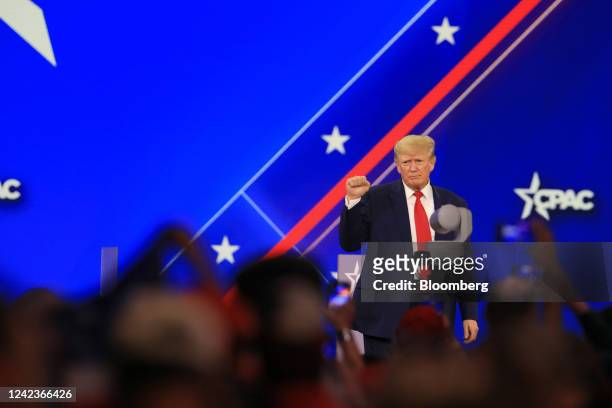 Former US President Donald Trump during the Conservative Political Action Conference in Dallas, Texas, US, on Saturday, Aug. 6, 2022. The...