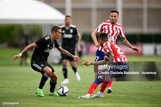 Angel Di Maria of Juventus during the pre season match between Juventus and Atletico Madrid at Juventus training center on August 6, 2022 in Turin,...