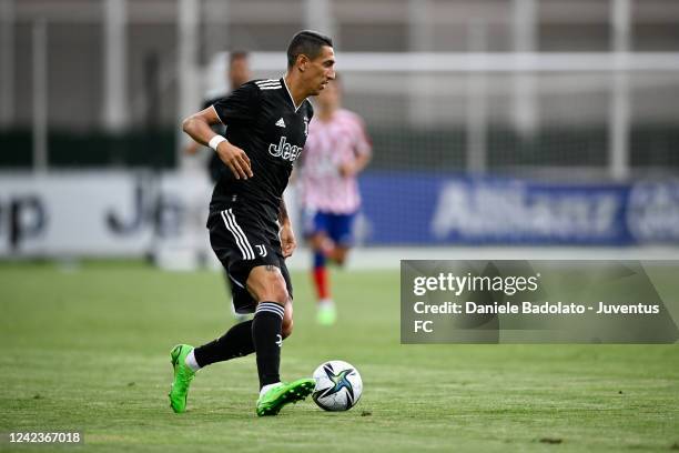 Angel Di Maria of Juventus during the pre season match between Juventus and Atletico Madrid at Juventus training center on August 6, 2022 in Turin,...