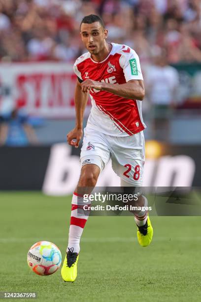 Ellyes Skhiri of 1. FC Koeln controls the ball during the Bundesliga match between 1. FC Köln and FC Schalke 04 at RheinEnergieStadion on August 7,...