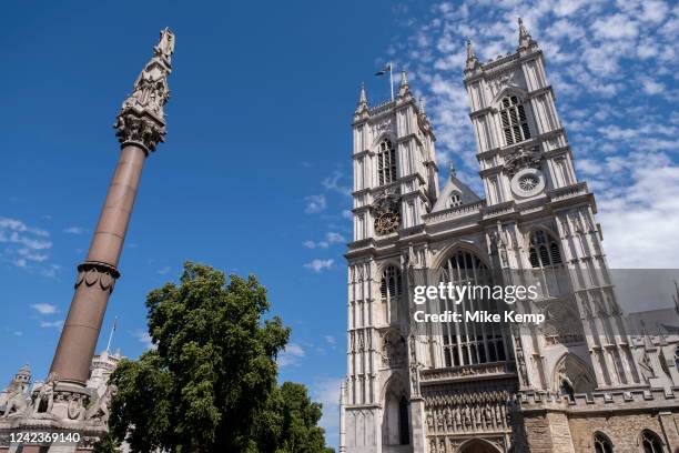Exterior of Westminster Abbey on 24th July 2022 in London, United Kingdom. Westminster Abbey, formally titled the Collegiate Church of Saint Peter at...