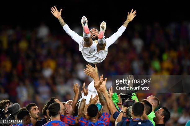 Dani Alves of Pumas after the Joan Gamper Trophy, friendly presentation match between FC Barcelona and Pumas UNAM at Spotify Camp Nou on August 7,...