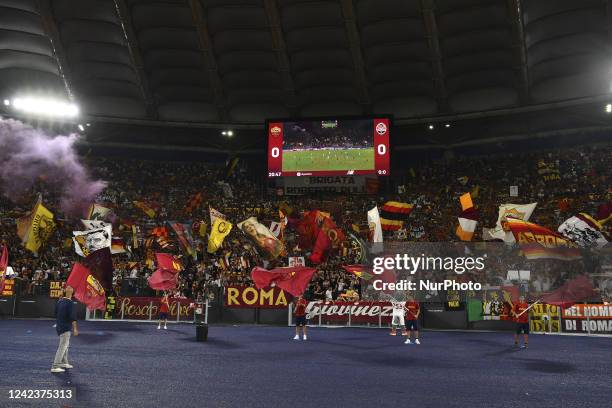 Roma Fans during the Friendly match between A.S. Roma and FC Shakhtar Donetsk at Stadio Olimpico on August 7th, 2022 in Rome, Italy.