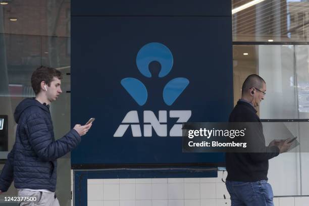 Signage outside an Australia & New Zealand Banking Group Ltd. Bank branch in Sydney, Australia, on Friday, Aug. 5, 2022. Australias central bank...