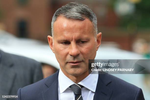 Former Manchester United star and Wales manager Ryan Giggs arrives at Manchester Minshull Street Crown Court in Manchester on August 8, 2022 at the...