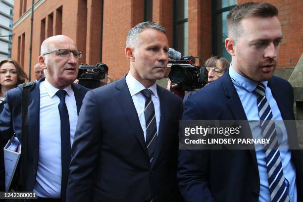 Former Manchester United star and Wales manager Ryan Giggs arrives with his legal team at Manchester Minshull Street Crown Court in Manchester on...