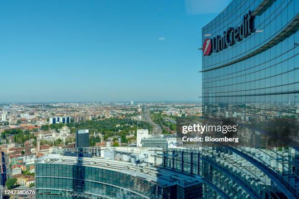 The headquarters of UniCredit SpA in Milan, Italy, on Sunday July 31, 2022. UniCredit top corporate and investment bankers are betting on surging...