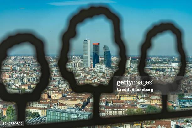 The Allianz, Generali and Libeskind, left to right, skyscrapers seen from the UniCredit SpA headquarters in Milan, Italy, on Sunday July 31, 2022....