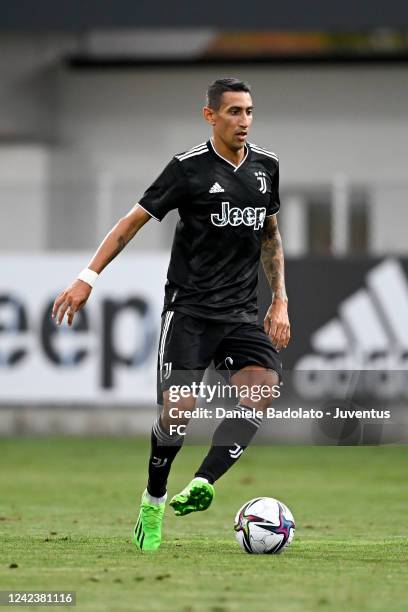 Angel Di Maria of Juventus during the pre season match between Juventus and Atletico Madrid at Juventus training center on August 6, 2022 in Turin,...