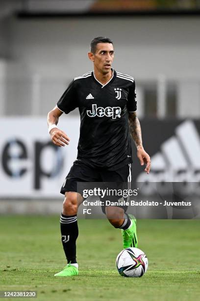 Angel Di Maria of Juventus during the pre season match between Juventus and Atletico Madrid at Juventus training center on August 6, 2022 in Turin,...