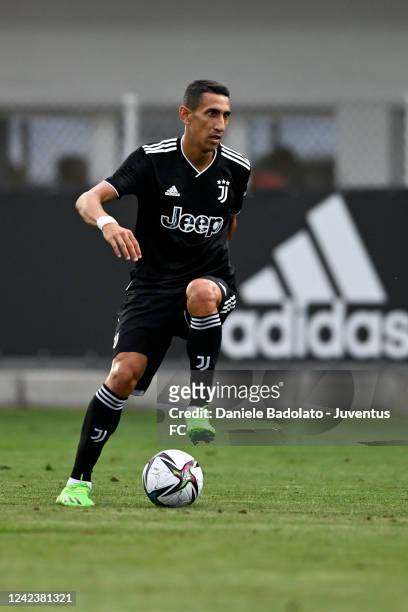 Angel Di Maria of Juventus during the pre season match between Juventus and Atletico Madrid at Juventus training center on August 6, 2022 in Turin,...
