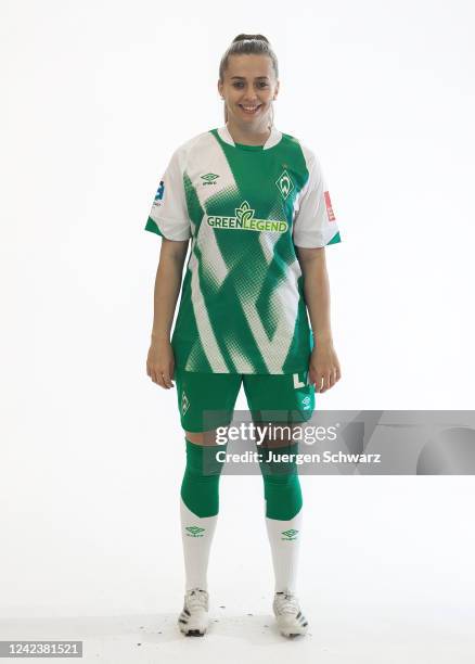 Nina Luehrssen of SV Werder Bremen Women poses during the team presentation at Wohninvest Weserstadion on August 6, 2022 in Bremen, Germany.