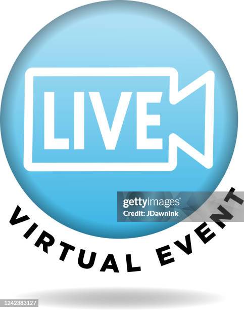 live icon with blue gradient - virtual fair stock illustrations