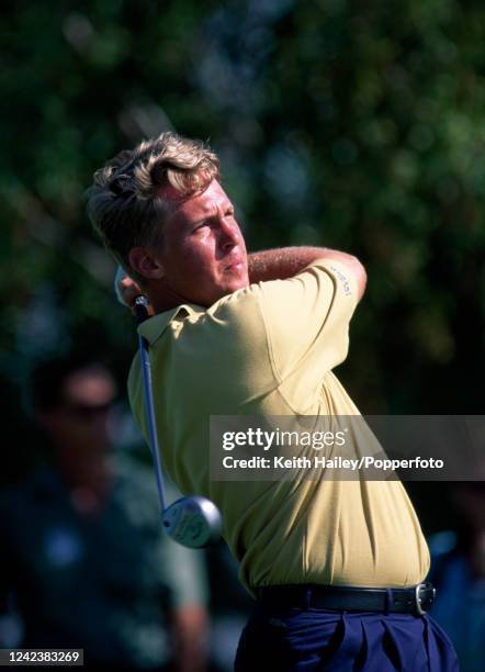 Pierre Fulke of Sweden drives off the tee during the Dubai Desert Classic at Emirates Golf Club in Dubai, United Arab Emirates, circa January 1995.