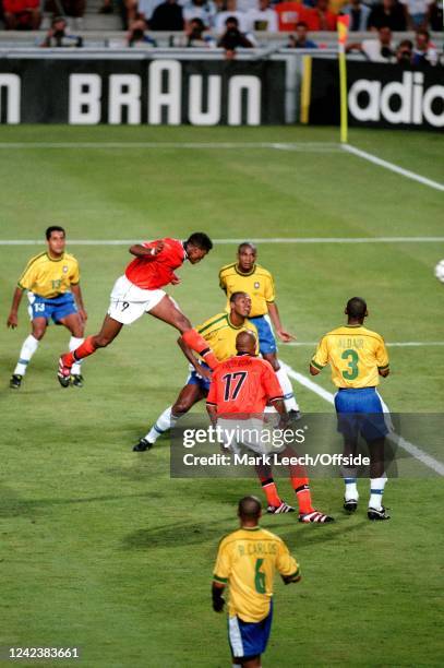 July 1998, Marseille, FIFA World Cup - Brazil v Netherlands - Patrick Kluivert of Netherlands scores their sides first goal.