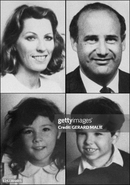 Montage des photos d'identité non datées de Jean-Claude Romand, de sa femme Florence et de leurs deux enfants Caroline et Antoine, qu'il a...