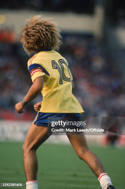 May 1988, Wembley - Rous Cup, England v Colombia, Carlos Valderrama of Colombia.
