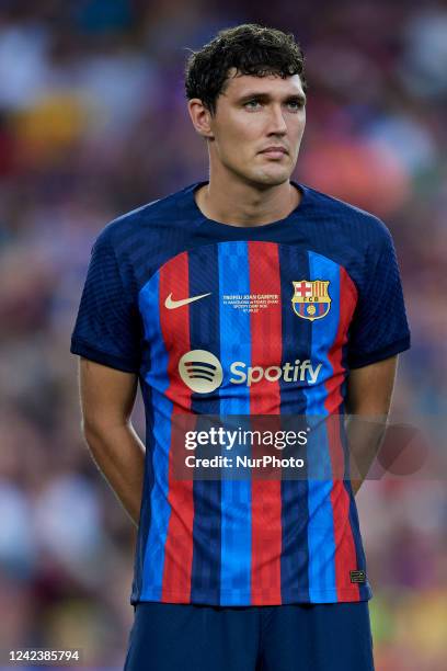 Andreas Christensen of Barcelona poses prior the Joan Gamper Trophy, friendly presentation match between FC Barcelona and Pumas UNAM at Spotify Camp...