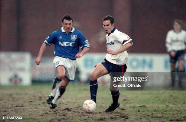 January 1994, Bolton - FA Cup 3rd round - Bolton Wanderers v Everton - Jason McAteer of Bolton.