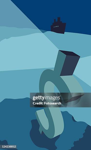 high angle view of a dollar sign underwater - mode stock illustrations