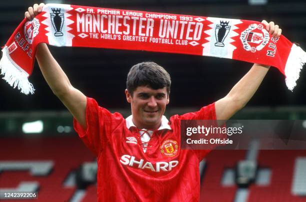 July 1993, Manchester, Old Trafford - Roy Keane is unveiled as a Manchester United player.