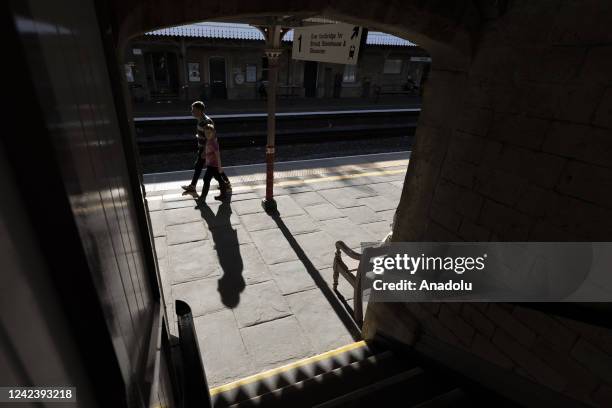 View of a railway station as railway workers announce nationwide strike August 13 over job losses, disagreements over working conditions and pensions...