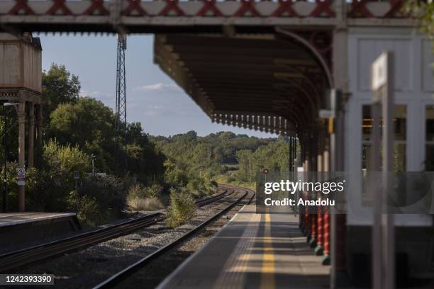 View of a railway station as railway workers announce nationwide strike August 13 over job losses, disagreements over working conditions and pensions...