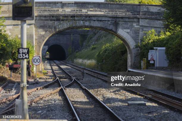 View of a railway station as railway workers announce nationwide strike August 13 over job losses, disagreements over working conditions and pensions...