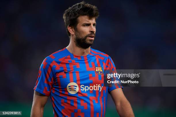 Gerard Pique of Barcelona during the warm-up before the Joan Gamper Trophy, friendly presentation match between FC Barcelona and Pumas UNAM at...