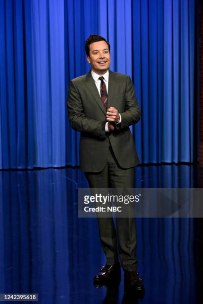 Episode 1695 -- Pictured: Host Jimmy Fallon delivers the monologue on Monday, August 8, 2022 --