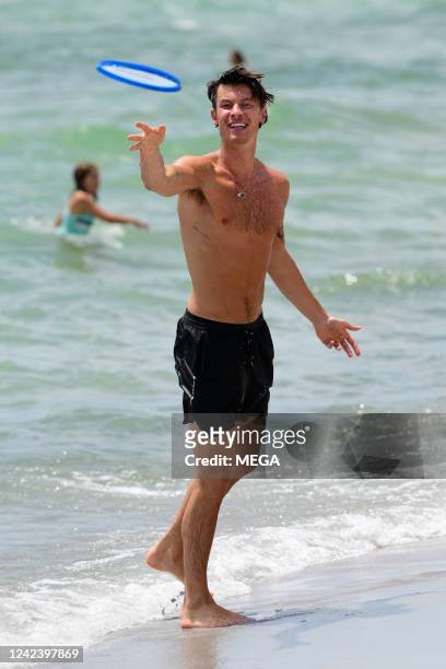 Shawn Mendes seen on the beach on his birthday on August 8, 2022 in Miami, Florida.
