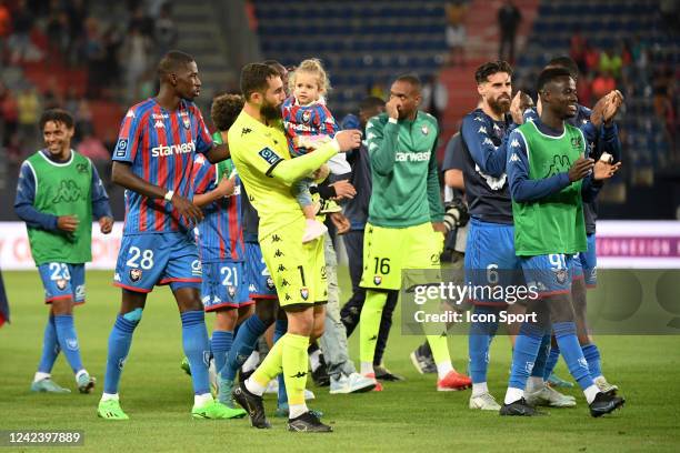 Quentin DAUBIN - 28 Djibril DIANI - 01 Anthony MANDREA - 91 Emmanuel NTIM during the Ligue 2 BKT match between Caen and Metz at Stade Michel D'Ornano...