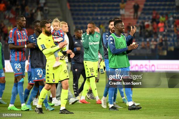 Djibril DIANI - 01 Anthony MANDREA - 91 Emmanuel NTIM during the Ligue 2 BKT match between Caen and Metz at Stade Michel D'Ornano on August 8, 2022...