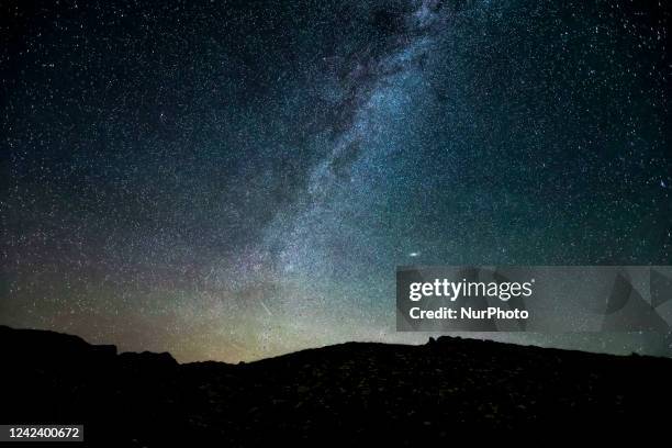 Milky Way captured with long exposure photography technique. Milkyway is the visible part of our galaxy that contains our Solar System as seen during...