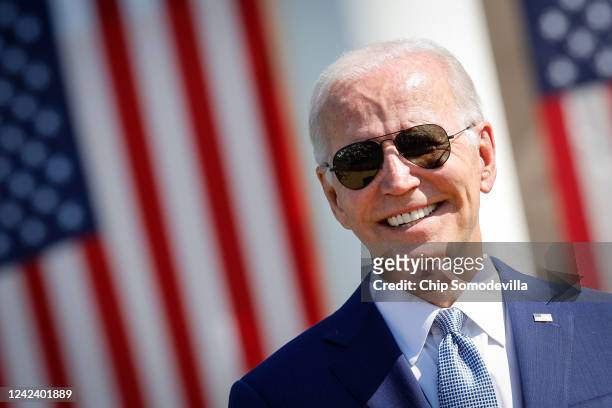 President Joe Biden attends a signing ceremony for the CHIPS and Science Act of 2022 on the South Lawn of the White House on August 9, 2022 in...
