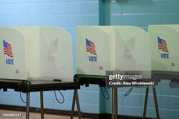 Voters booths on Wisconsins state primary day on August 9, 2022 at Concord Community Center in Sullivan, WI. The race is expected to be tight with...