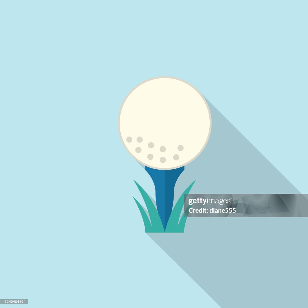 Golf Ball On Tee Summer icon With Shadow