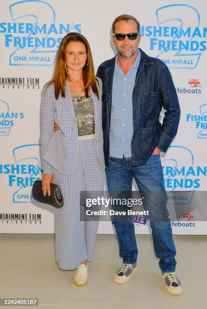 Jessica Adams and James Purefoy attend the UK Premiere of "Fisherman's Friends: One And All" at on August 9, 2022 in Newquay, England.