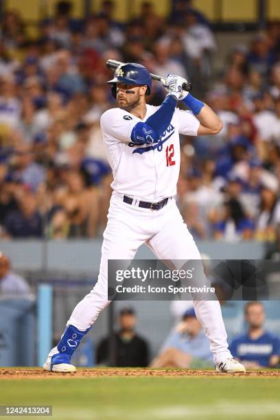 Los Angeles Dodgers left fielder Joey Gallo at bat during the MLB game between the Minnesota Twins and the Los Angeles Dodgers on August 9, 2022 at...