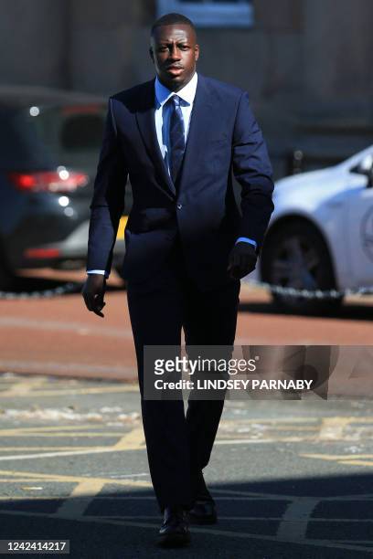 Manchester City and France footballer Benjamin Mendy arrives to Chester Crown Court in northwest England on August 10, 2022 at the start of his trial...
