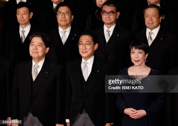 Japan's Prime Minister Fumio Kishida , Minister in Charge of Economic Security Sanae Takaichi , Finance Minister Foreign Minister Yoshimasa Hayashi ,...